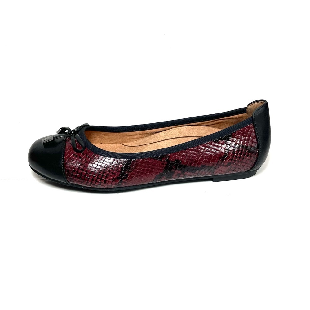 Vionic Minna Boa Women’s Ballet Flats Cap Toe Black/Red Snake Prints Size 6